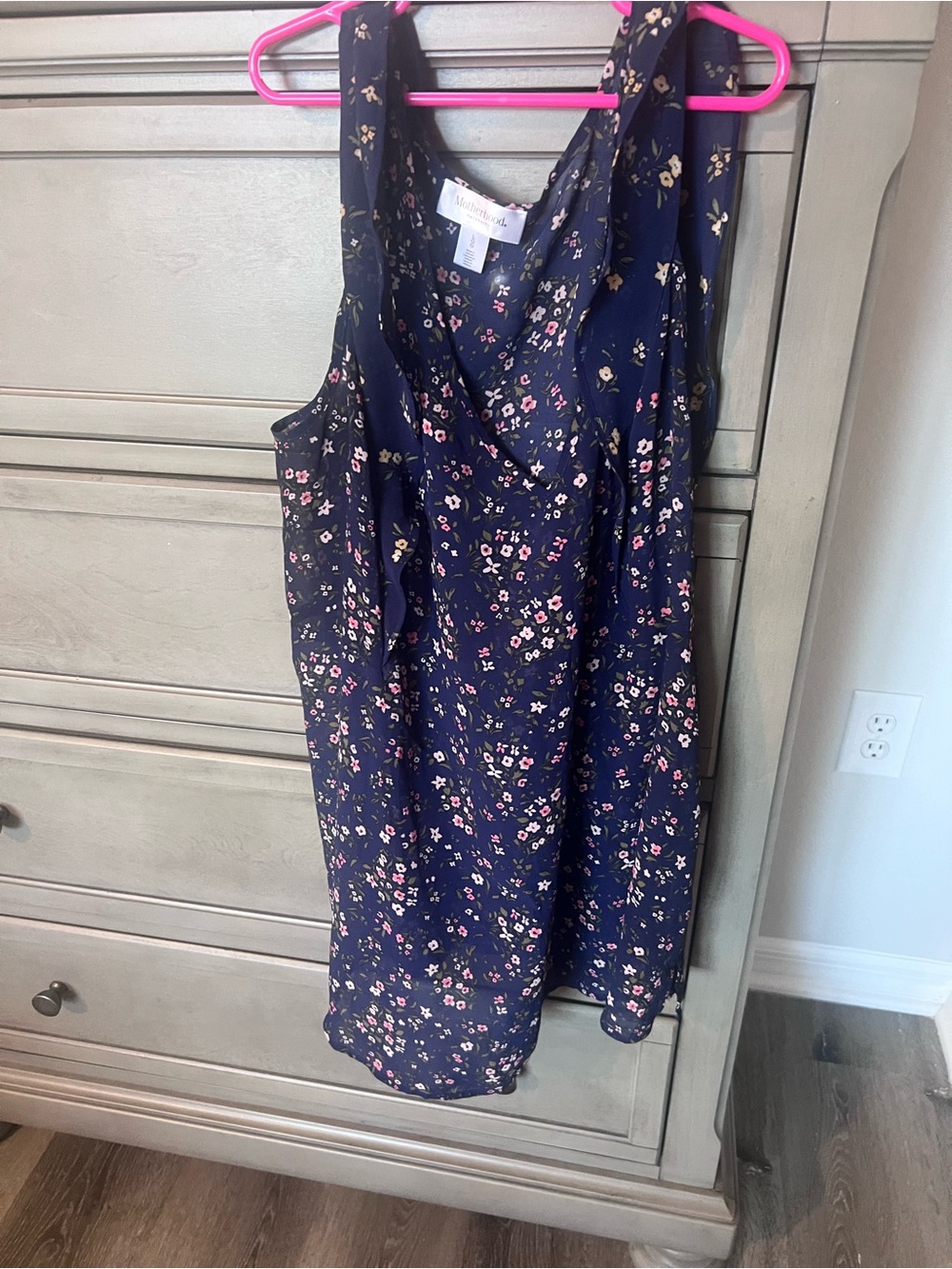 Maternity Madewell Navy Floral Sleeveless Wrap Dress